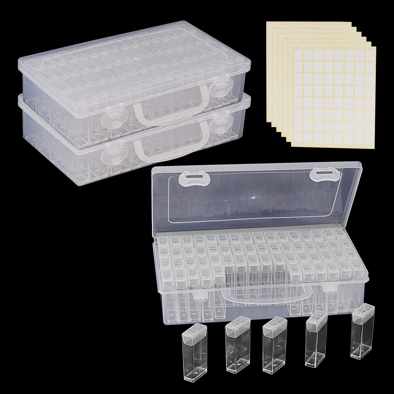 MANCHAP 3 Pack 64 Grids Diamond Painting Storage Boxes, Diamond Art Bead Storage Containers Embroidery Box for Jewelry, Beads, Craft, Nail Art, Clear
