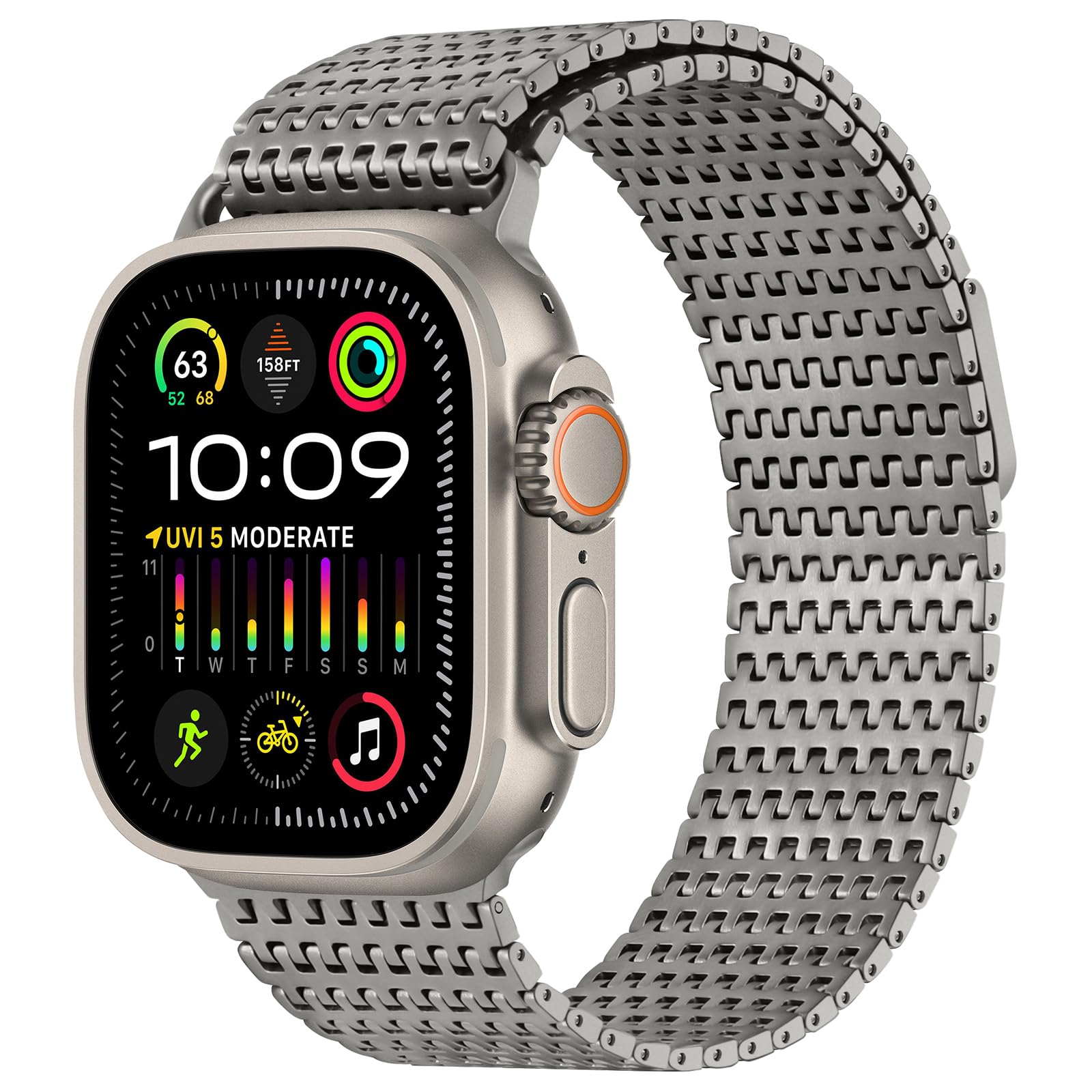 Anlinser Compatible with Apple Watch Strap 49mm 46mm 45mm 44mm 42mm, Magnetic Straps Stainless Steel Metal Band Designed for Apple Watch Ultra 3/2/1 Series 11 10 9 8 7 6-1 SE(49mm/Ultra, Titanium)
