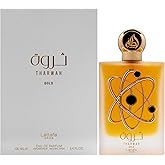 Lattafa Perfumes Tharwah Gold for Unisex Eau de Parfum Spray, 3.4 Ounce