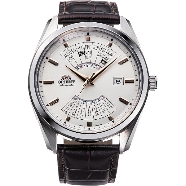 ORIENT Orologio Automatico Uomo RA-AK0701S - Quadrante Bianco, Cinturino In Pelle, Multifunzione - Movimento Meccanico Giapponese