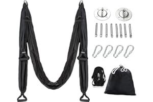 ZELUS Aerial Yoga Swing Sling Strong Yoga Hammock Kit Set Trapeze Inversion Equipment Include 2 Extensions Straps and Ceiling Mounting Kit