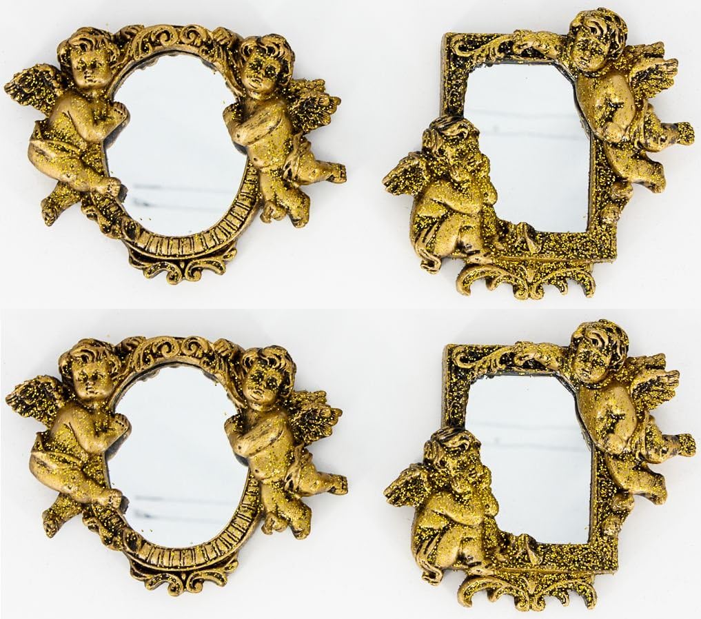 Christmas magnets retro style decoration fridge magnets 4 pieces set with angels and mirror refrigerator magnets ornaments