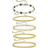 SEJPH Gold Bracelets for Women,18K Gold Plated 5PCS Set Dainty Stackable Paperclip Chain Bracelets,Jewelry Gifts for Lover Mom Friends