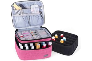 LUXJA Nail Polish Carrying Case - Holds 20 Bottles (15ml - 0.5 fl.oz), Portable Organizer Bag for Nail Polish and Manicure Set, Pink
