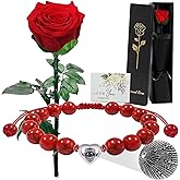 Eternal Rose with Stem,Real Single Preserved Flower Stems bouquets,Infinity Forever Red Rosebox for Mother's Day Valentine's Day Christmas Thanksgiving Mom Grandmother Wife Fiancee