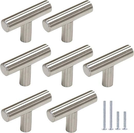 Gobrico 15 Pack Satin Nickel Single Hole T Bar Kitchen Cabinet