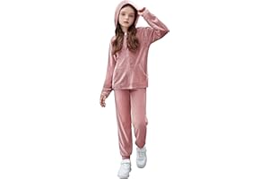 Zaclotre Girls Velour Tracksuits 2 Piece Outfits Zip Up Hoodie and Jogger Sweatpant Sweatsuits Athletic Clothing Sets