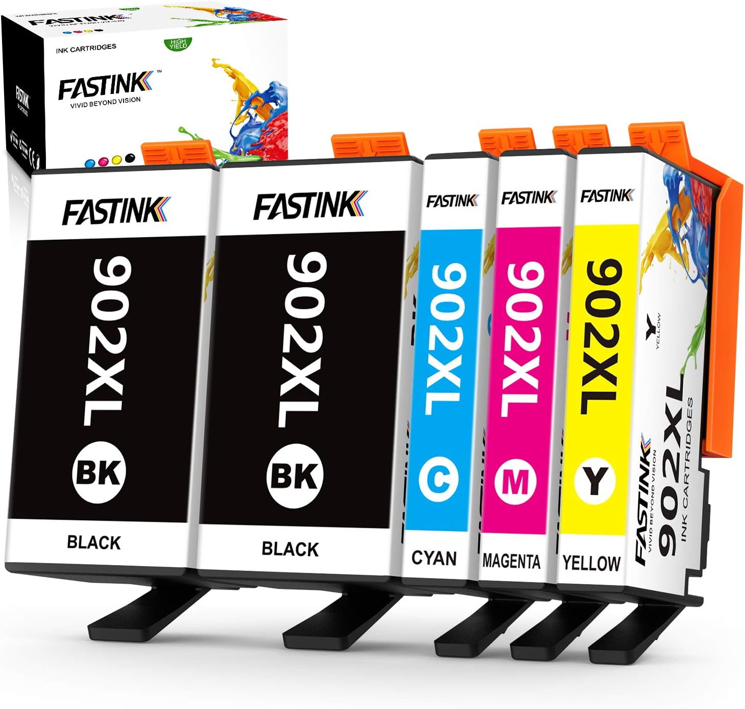 FASTINK Remanufactured cartridge Replace for HP 902XL(5 Pack)