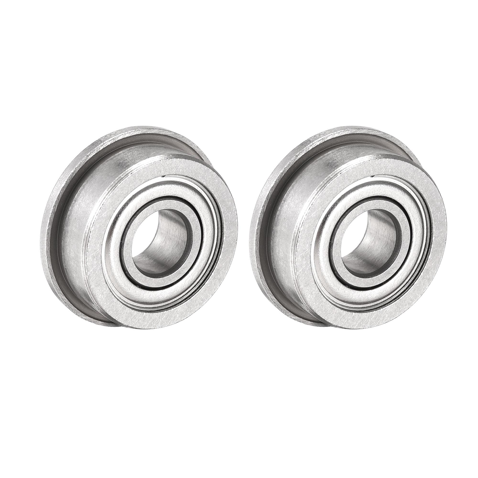 sourcing map SF605ZZ Flanged Ball Bearing 5x14x5mm Double Shielded Stainless Steel Bearings 2pcs