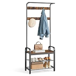 VASAGLE Coat Rack, Hall Tree with Shoe Bench for