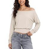 ODODOS Women's Drapey Boat Neck Long Sleeve Shirt, Ultra Soft Stratum Tech | Dolman Sleeves T-Shirt, 2-Way Wear, Banded Hem, Lightweight, Moisture-wicking