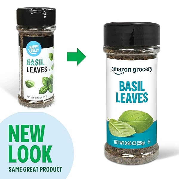 AMAZON GROCERY, BASIL LEAVES, 0.95 OZ (PREVIOUSLY HAPPY BELLY, PACKAGING MAY VARY)