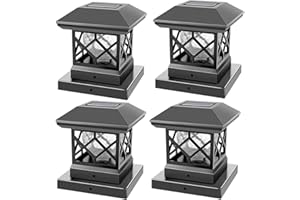 TWINSLUXES Solar Post Cap Lights Outdoor - Waterproof LED Fence Post Solar Lights for 3.5x3.5/4x4/5x5 Wood Posts in Patio, Deck or Garden Decoration 4 Pack