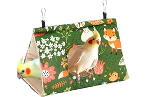 Rypet Winter Warm Bird Nest House - Hanging Hammock Velvet Shed Hut Cage Plush Fluffy Birds Hideaway Sleeping Bed Fuzzy for Parrot Parakeet Cockatiels Budgies Lovebird Medium（Green）