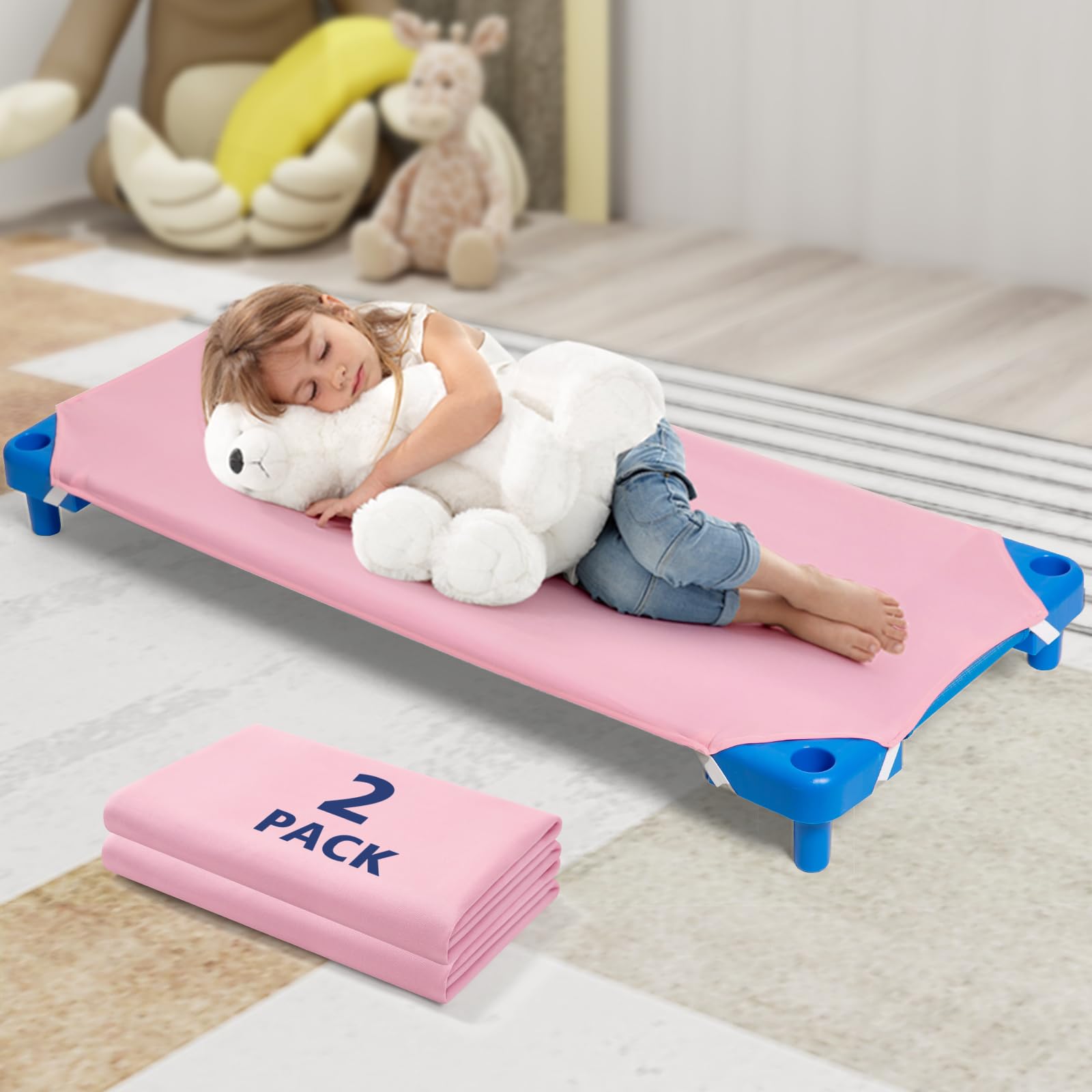 Photo 1 of Comfyanno Cot Sheets for Daycare Toddler Size - 23" x 40" - 2 Pack - Soft & Comfortable Brushed Microfiber - Fitted Cot Sheet Cover - for Daycare/Preschool Kids, Boy/Girls Nap Time - Pink