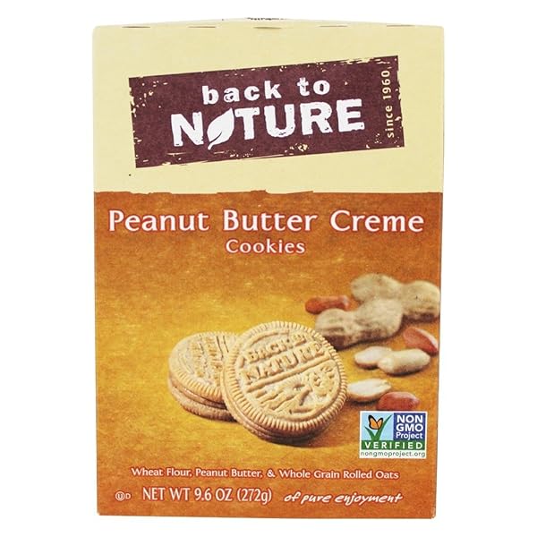 BACK TO NATURE PEANUT BUTTER CREME SANDWICH COOKIES – DAIRY FREE, NON-GMO, MADE WITH WHEAT FLOUR & WHOLE GRAINS, DELICIOUS & QUALITY SNACKS, 9.6 OUNCE​