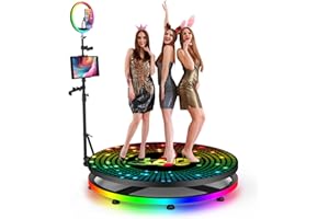 360 Photo Booth Machine with Flight Case,360 Degree Automatic Spinning Portable Selfie Spinner Camera Photobooth with RGB Rin