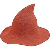 YouNuo Witch Hat for Women, Classic Halloween Knitted Wool Wizard Hat,Wide Brim Pointed Witches Cap for Party Cosplay Costume