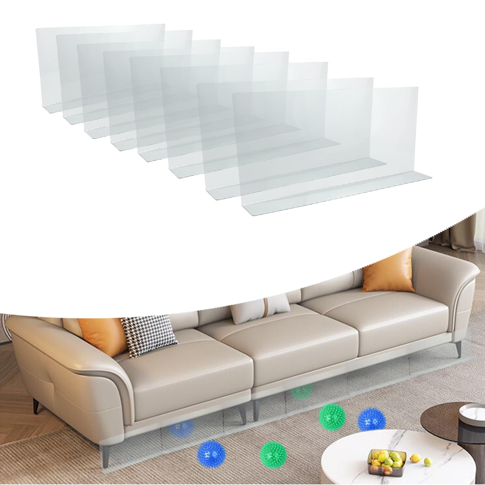 Photo 1 of Rictine 8 Pack Clear Toy Blockers for Furniture, 16" L x 7.5" H Under Bed Blocker for Pets, Adjustable Gap Bumper Under Couch Blocker, Stop Things from Going Under Couch Sofa Bed with Strong Adhesive