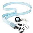 Keychain Lanyard with Keyring and Retractable Reel for Keys Wallet ID Badges for Men Women Key Neck Holder Light Blue Lanyard