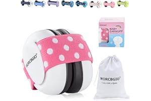 WORCBGIO Infant Ear Protection Headphones with Adjustable Elastic Headband&Comfortable White Muffs Baby Earmuff Helps Sleep Well & Reduce Noise (Gypsophila, Pink