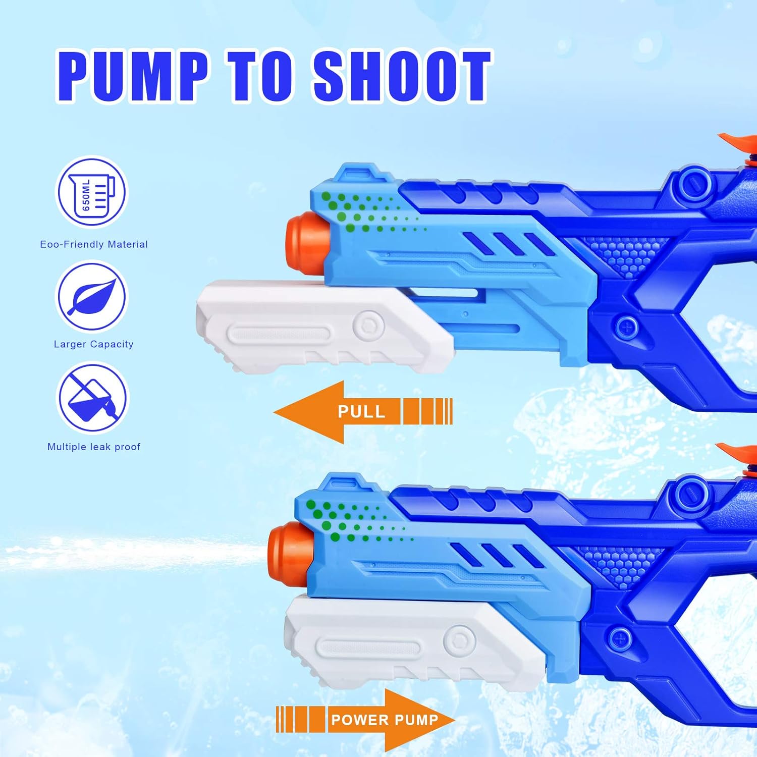 Quanquer Water Guns for Kids, 3 Pack Super Water Blaster Soaker Squirt Guns 600CC High Capacity Summer Swimming Pool Beach Party Favors Water Outdoor Fighting Toy for Kids Adults Boy Girl: Toys & Games