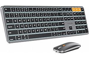 ProtoArc Backlit Bluetooth Keyboard and Mouse for Mac, KM100-A Full Size Wireless Keyboard Mouse for Mac, Multi-Device Rechar