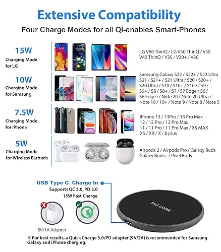 Wireless Charger for Samsung Galaxy S24/S24+/S24 Ultra/S23/S23+/