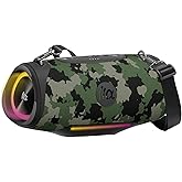TAZATA Portable Bluetooth Speaker 80W RMS,120W Peak Loud Subwoofer Wireless Stereo with HD Sound,8H Playtime IPX7 Waterproof for Party cmaping Beach (CAMO-80W RMS/120W Peak)