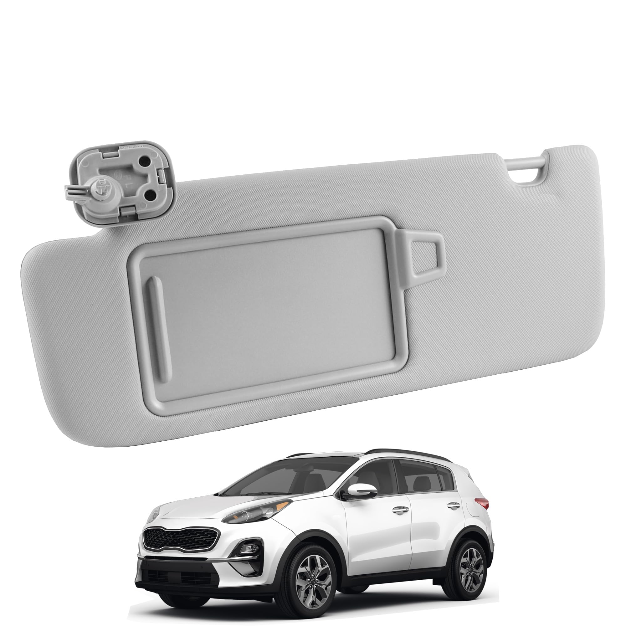 Photo 1 of YzusGomumu Driver Side Sun Visor Compatible with 2017 2018 2019 2020 2021 2022 KIA Sportage Front Left Sun Protection Shade Makeup Mirror Gray Replaces 85210-D9110 85210D9110