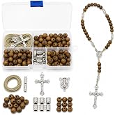Rosary Prayer Necklace Making Supplies Kit, First Communion Gift, Wood