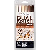 Tombow 56241 Dual Brush Pen Art Markers, Coffee Break, 6-Pack, Water-Based Ink, for Hand Lettering, Watercolor, Fine Art