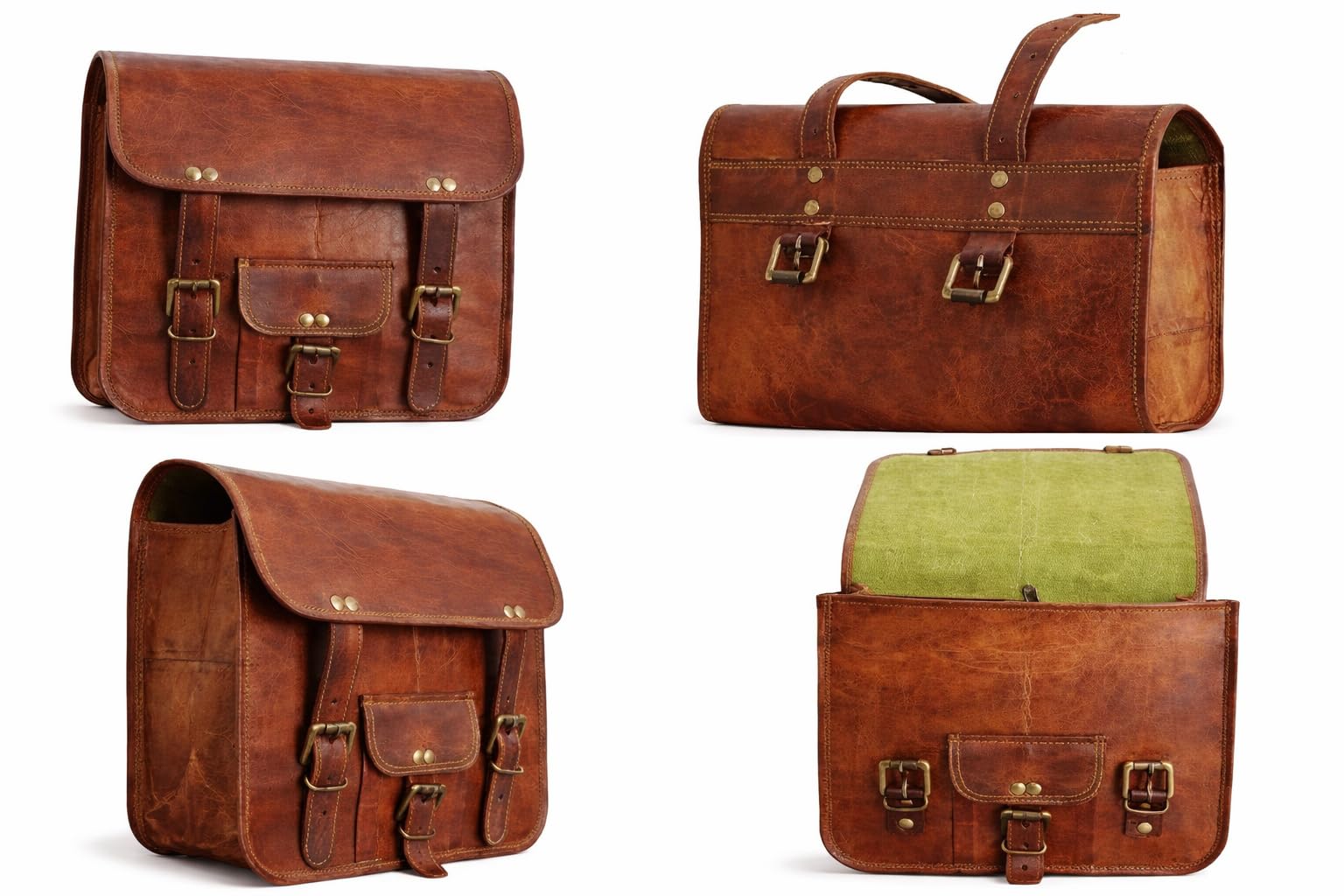 american blue Motorcycle Side Saddle Bags Pouch Brown Color Leather Side Bag Panniers Set of 2 Bags