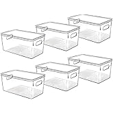 Clear Plastic Storage Bins with Lids, Perfect for Kitchen Organization or Pantry Organization and Storage, Stackable Fridge Organizer Bins, Storage Containers for Organizing, Cabinet Organizers