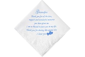 PACGOTH Wedding Handkerchiefs Mother Father of the Bride Gifts, Something Blue Embroidered Hankies Gifts On Wedding Day
