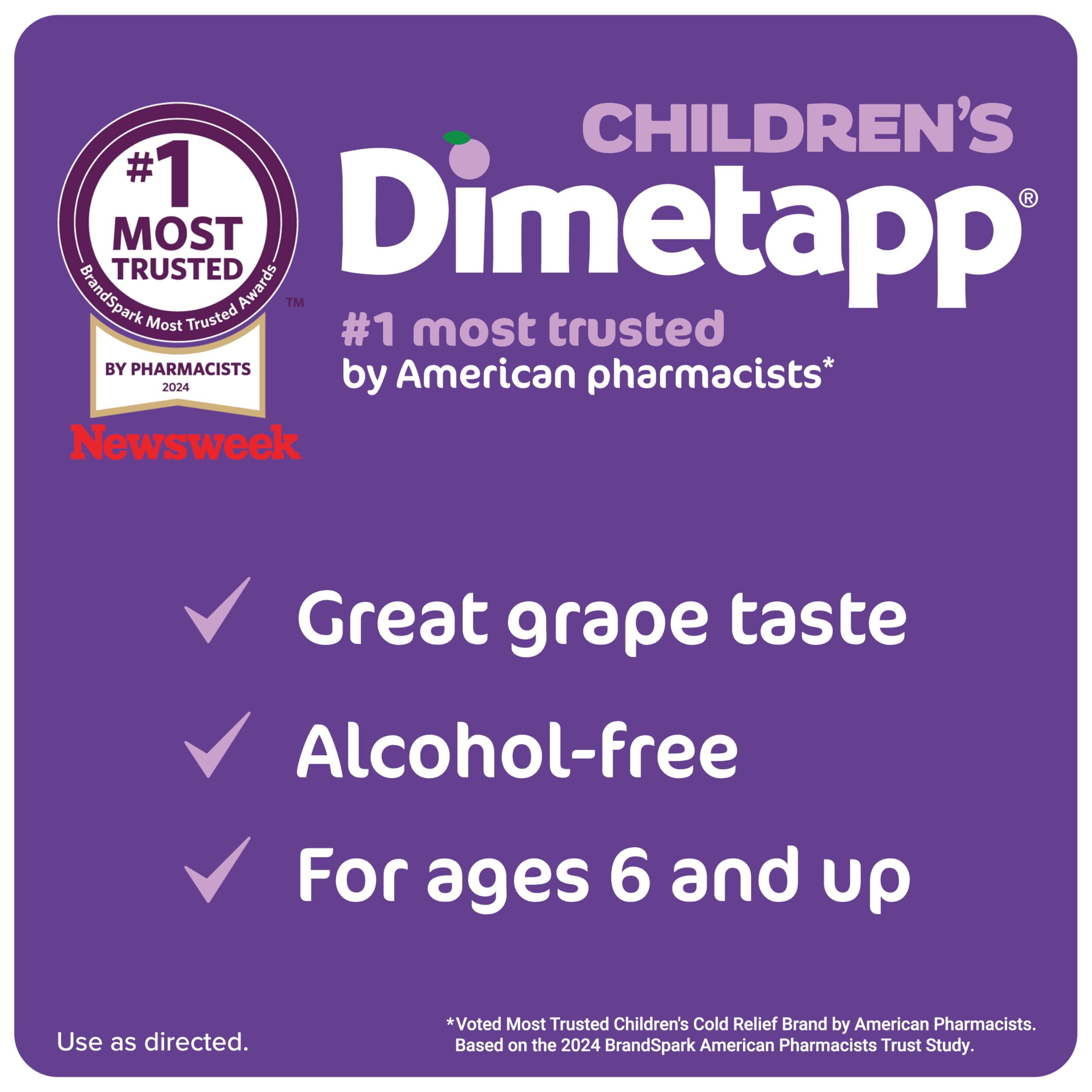 Children’s Dimetapp Cold & Cough Medicine, Antihistamine, Runny Nose, Sneezing, Itchy, Watery Eyes, Grape Flavor, Alcohol & Phenylephrine-Free, 8 Fl Oz