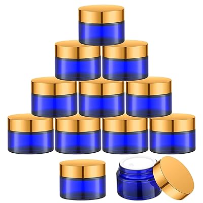 Download Buy 1 Oz Glass Cream Jars With Gold Lid Empty Cobalt Blue Glass Containers Refillable Cosmetic Vials For Salve Lotion Ointment 12 Pcs Online In Kazakhstan B08l62sg3z