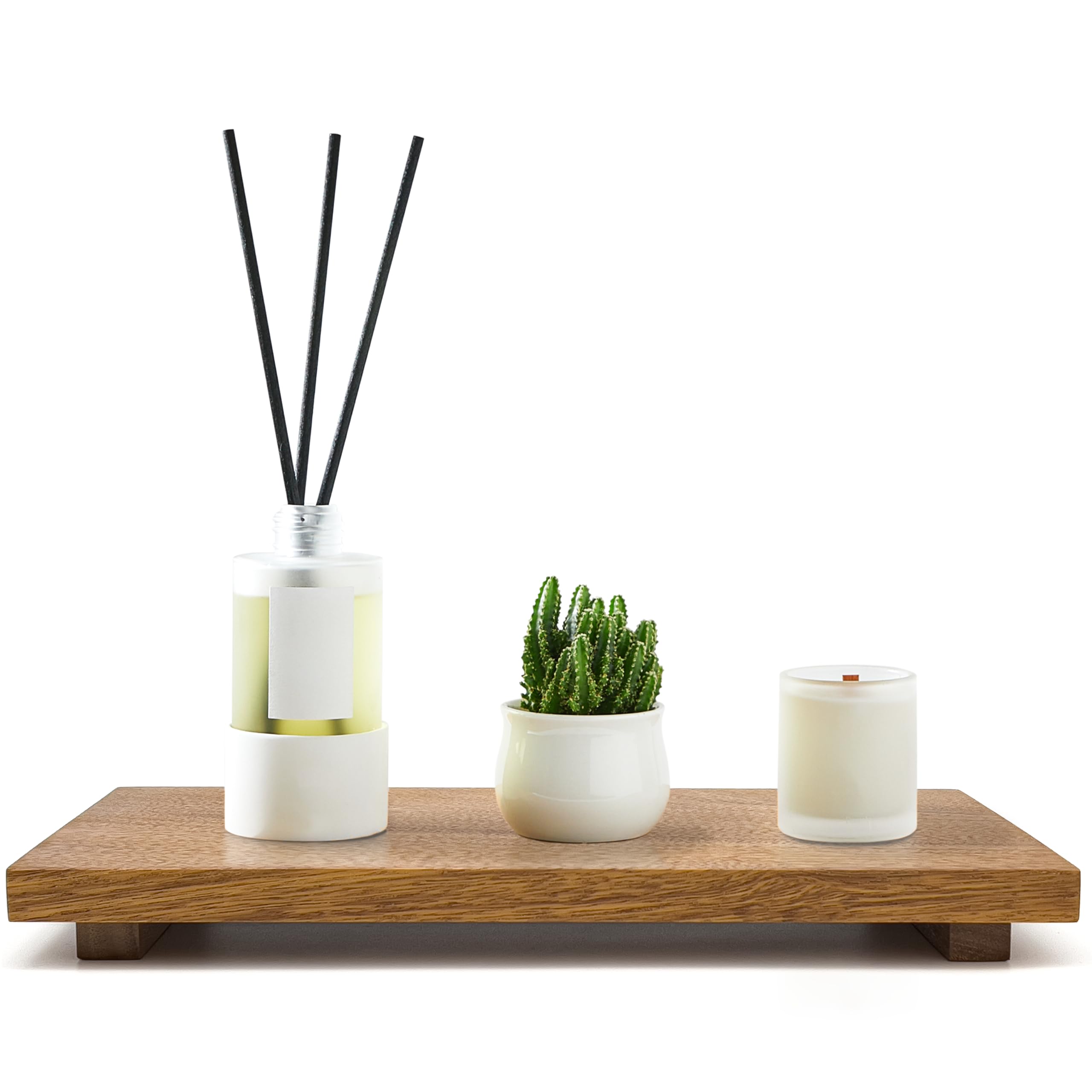 Photo 1 of Large 16" Acacia Wood Riser Pedestal Stand – Farmhouse Wood Display Riser for Kitchen and Bathroom Décor - Counter Display, Plant Stand, Jewelry Holder, Vanity Tray, Candle Stand (L:16"x8"x1.57")