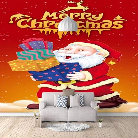 Amazon Co Jp 壁画壁紙 サンタクロース 3dポスター壁紙 ウォールステッカーhdプリントカスタマイズ可能なサイズ不織布デカールdiy 写真 Tv背景壁紙家の装飾 1x100cm 47x39inch ホーム キッチン