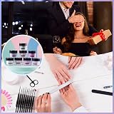 Wakaniya 8 Color Clear Pink Glitter Dip Powder Nail Set Starter Kit Base Top view 5