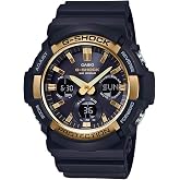 Casio G-Shock GAS100G-1A | Analog-Digital Tough Solar Watch | Gold Ion-Plated Bezel | 200M Water Resistant | Shock Resistant