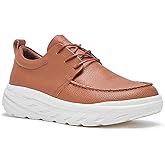 OrthoComfoot Men's Orthopedic Wide Leather Dress Walking Shoes: Diabetic Plantar Fasciitis Arch Support Comfortable Sneakers, Business Work Adjustable Fit Orthotic Casual Heel Foot Pain Relief Oxfords