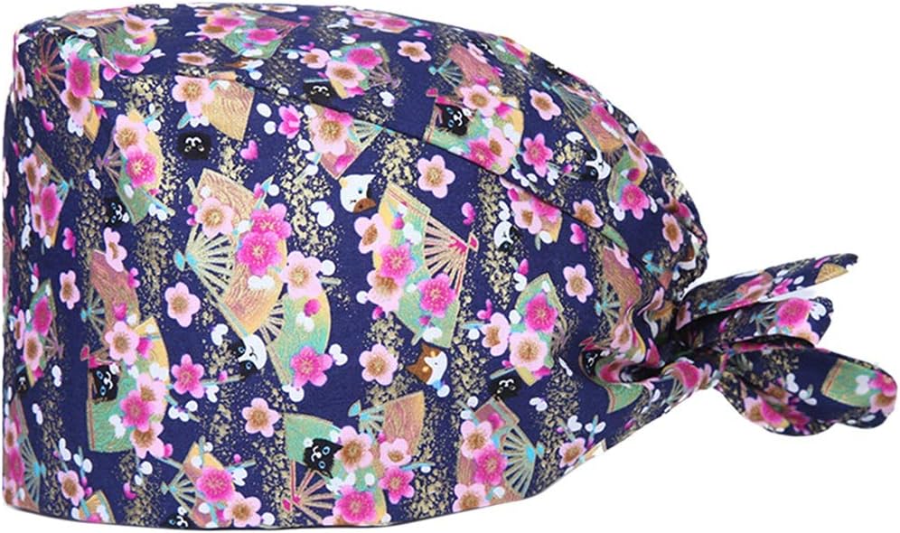 Enerhu Surgical Scrub Cap Adjustable Medical Doctor Nurse Bouffant Hat Surgery Sweatband Turban