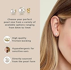 THE PEARL SOURCE Round White Freshwater Real Pearl