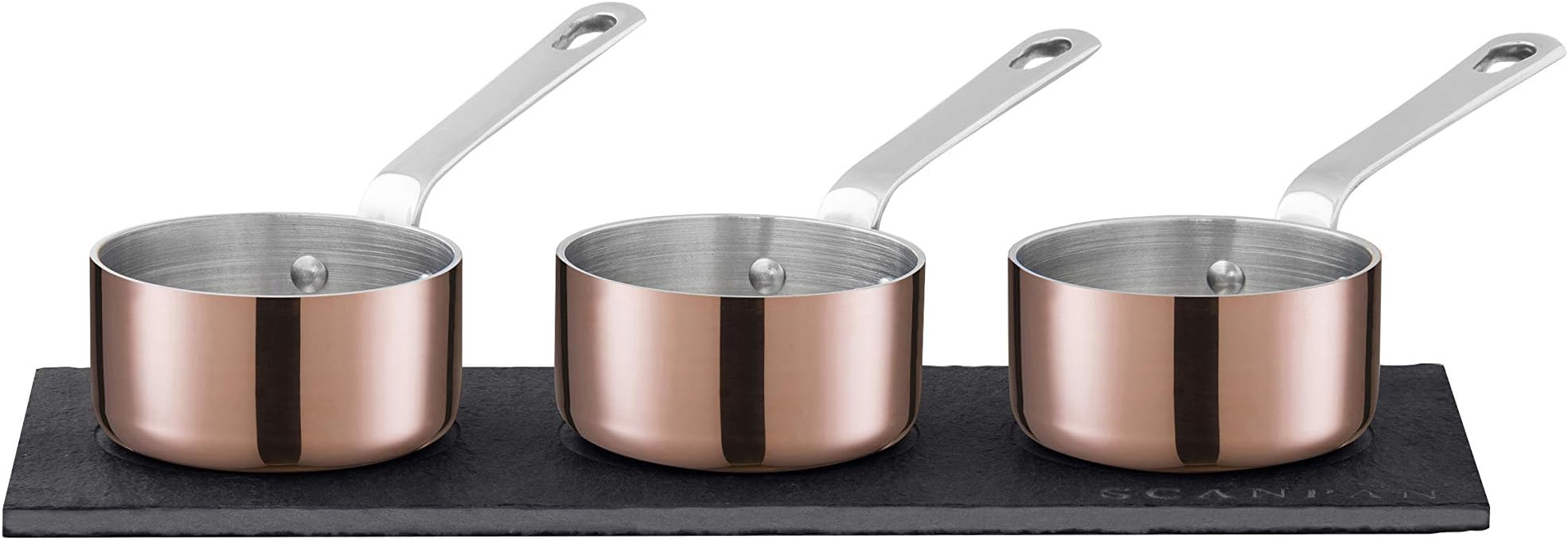 Scanpan 3 Piece Maitre 'D Copper Sauce Serving Set on Slate Board, 0.08 quart, Metallic