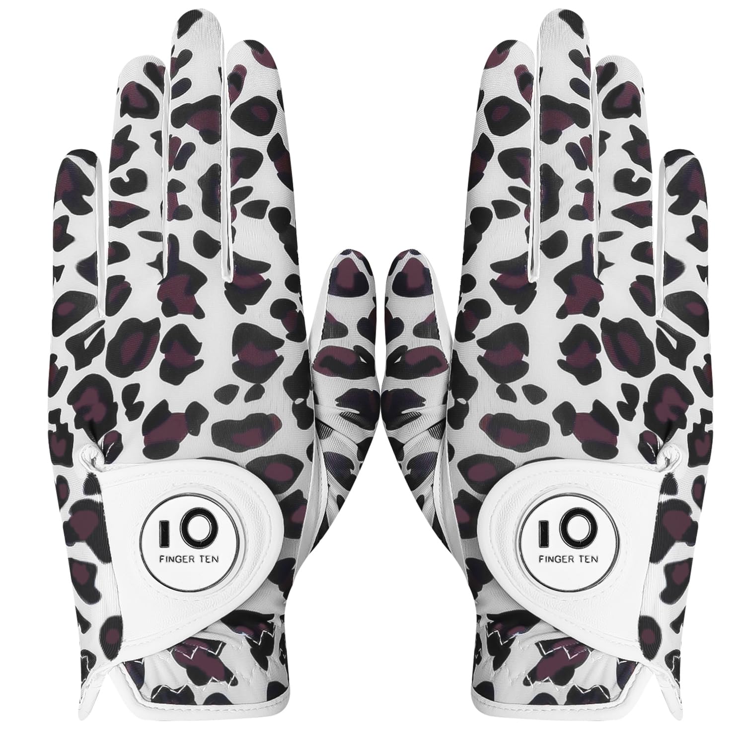 FINGER TEN Golf Gloves Ladies Pair for Left and Right Hand Leather,Golf Gloves for Women Weathersof Comfortable (Brown, Small) — image 1