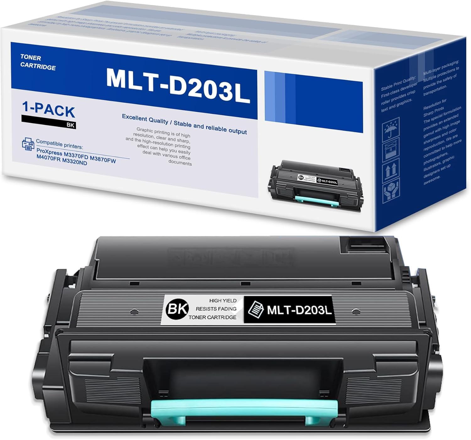 Photo 1 of MLT-D203L D203L High Yield Black Toner Cartridge Replacement for Samsung MLT-D203L 203L Toner to use with ProXpress M3320ND M3820DW M4020ND M3870FW M4070FR M4072 Printer Toner (1 Pack)