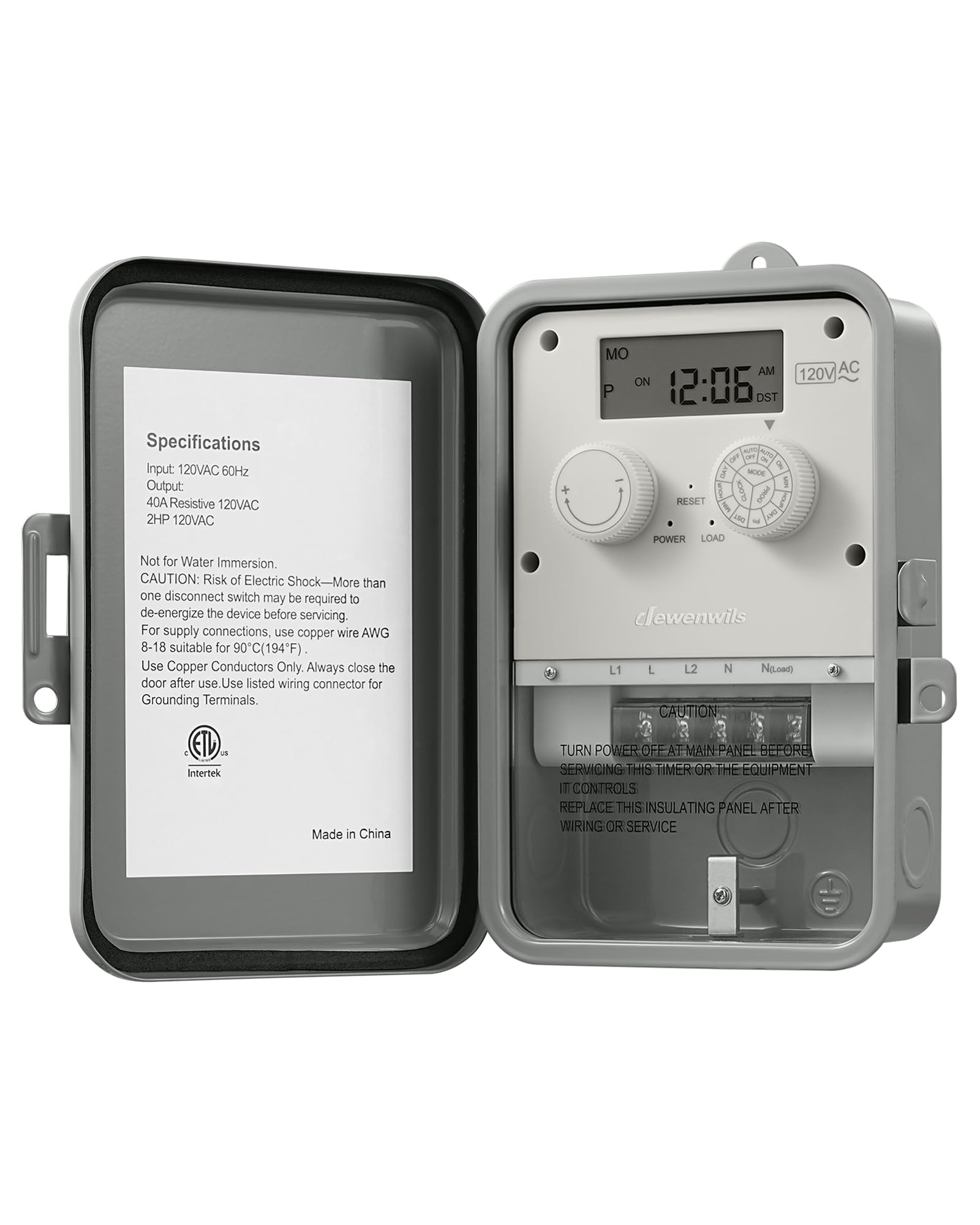 Photo 1 of DEWENWILS Outdoor Digital Pool Timer, 2HP 40A 120VAC, 7-Day 12 ON/Off Programmable Outdoor Timer for Pool Pump, Water Heater, Pool Filter, Landscape Lights, ETL Listed