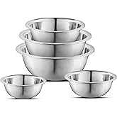 AVADOR Premium Stainless Steel Mixing Bowls, Set of 5 Brushed Stainless Steel Mixing Bowl Set, Easy To Clean, Space Saving, G