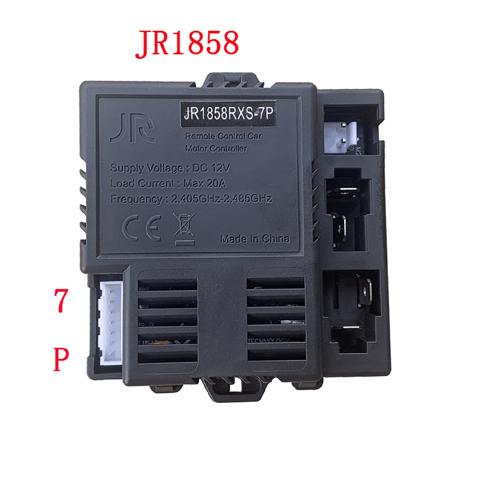 weelye 2.4G Bluetooth Remote Control and JR1858RXS-7P 12V Receiver Kit Kids Powered Ride On Car,Controller Control Box Accessories for Children Electric Ride On Car Replacement Parts